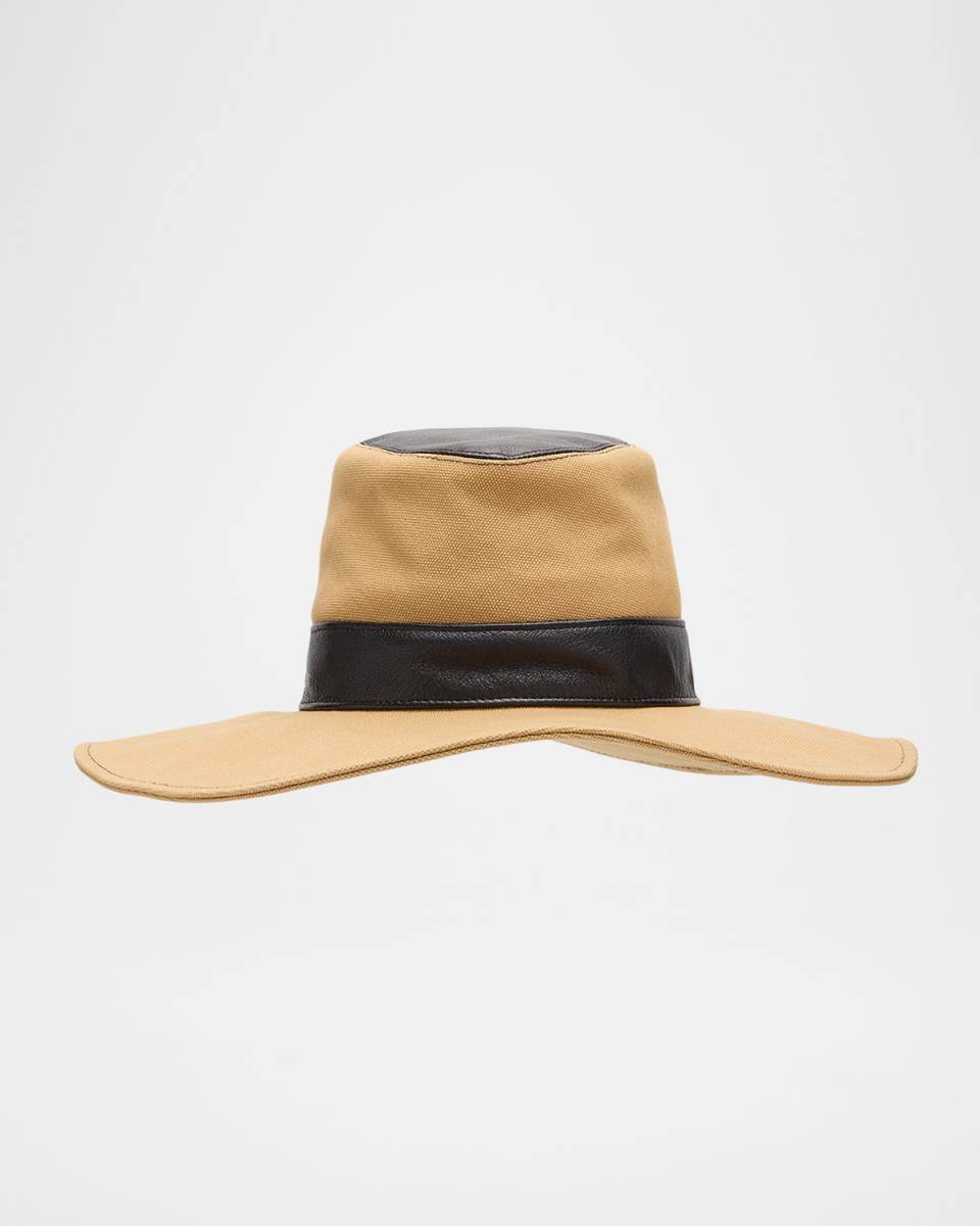 Liora Cotton Canvas & Leather Fedora